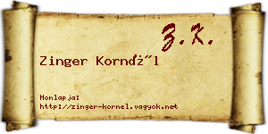 Zinger Kornél névjegykártya